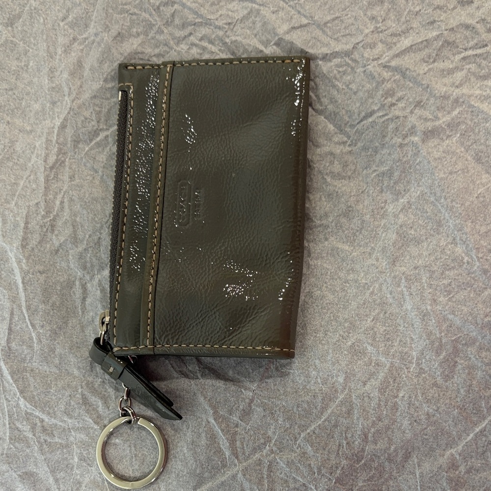 Gray Leather Keychain Wallet